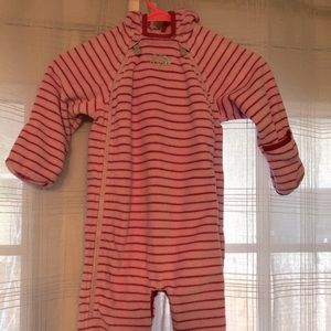 The North Face Baby Girl Fuzzy Fleece Snowsuit Bunting Pink Stripe
